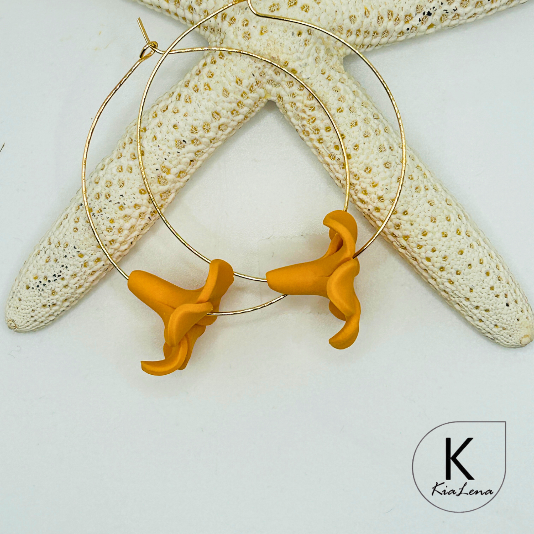50mm Puakenikeni Flower Hoop Earrings