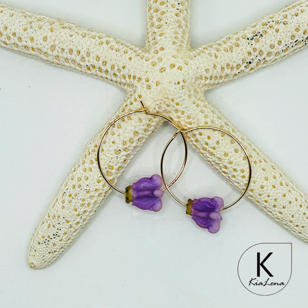 30mm Crown Flower Hoop Earrings