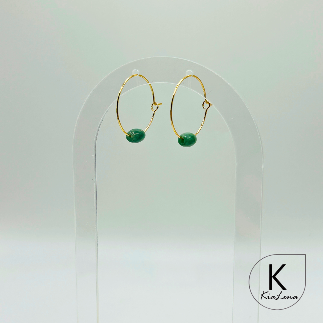 Jade Barrel Hoop Earrings