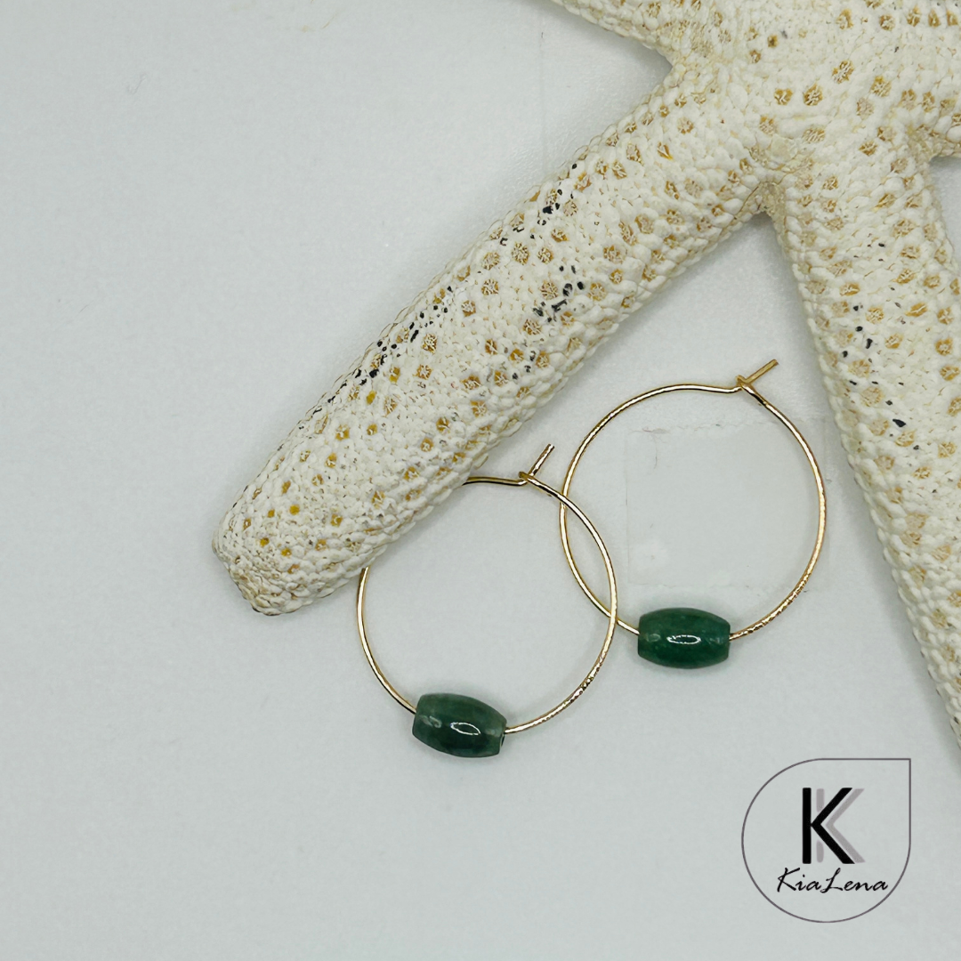 Jade Barrel Hoop Earrings