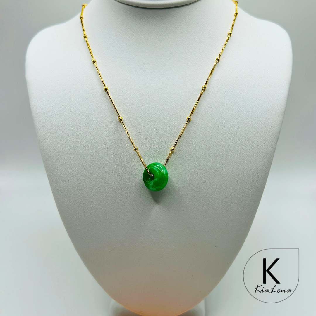 Jade Donut Pendant Necklace