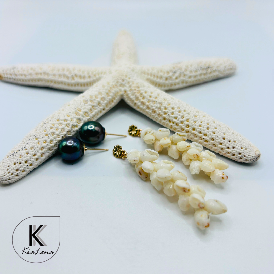 Ni'ihau 2"Shell Earring Jackets with optional Tahitian Studs