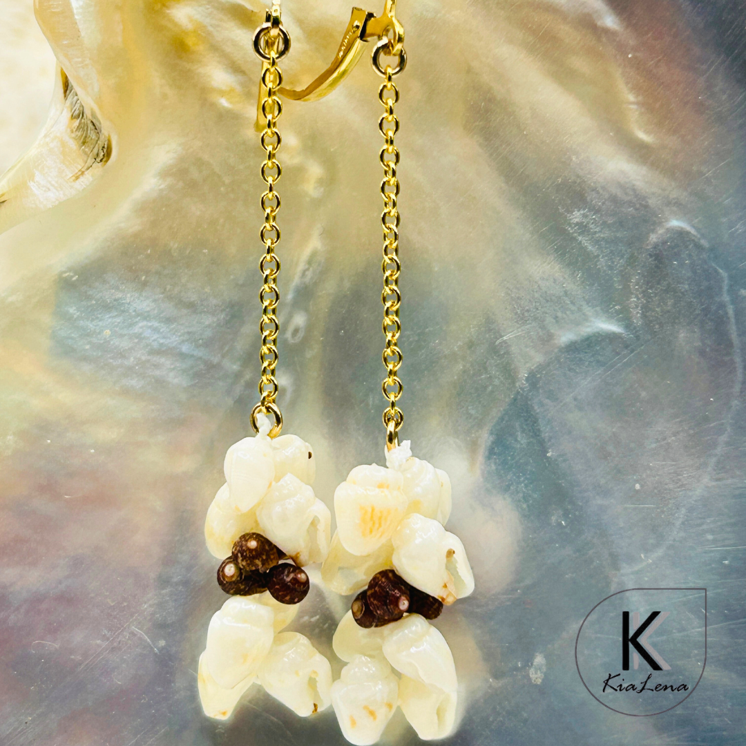Ni'ihau 2 1/2"Shell Dangle Earrings