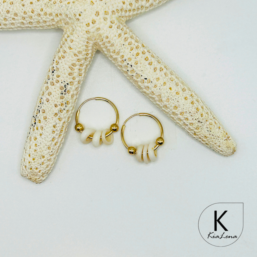 Ni'ihau Puka Shell Hoop Earrings