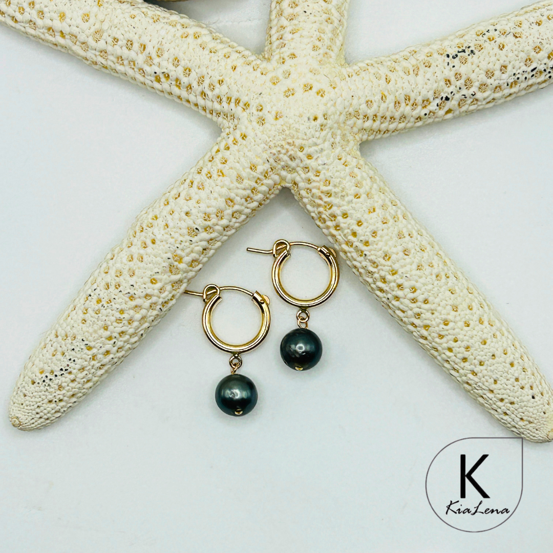 Tahitian Pearl Huggie Earrings