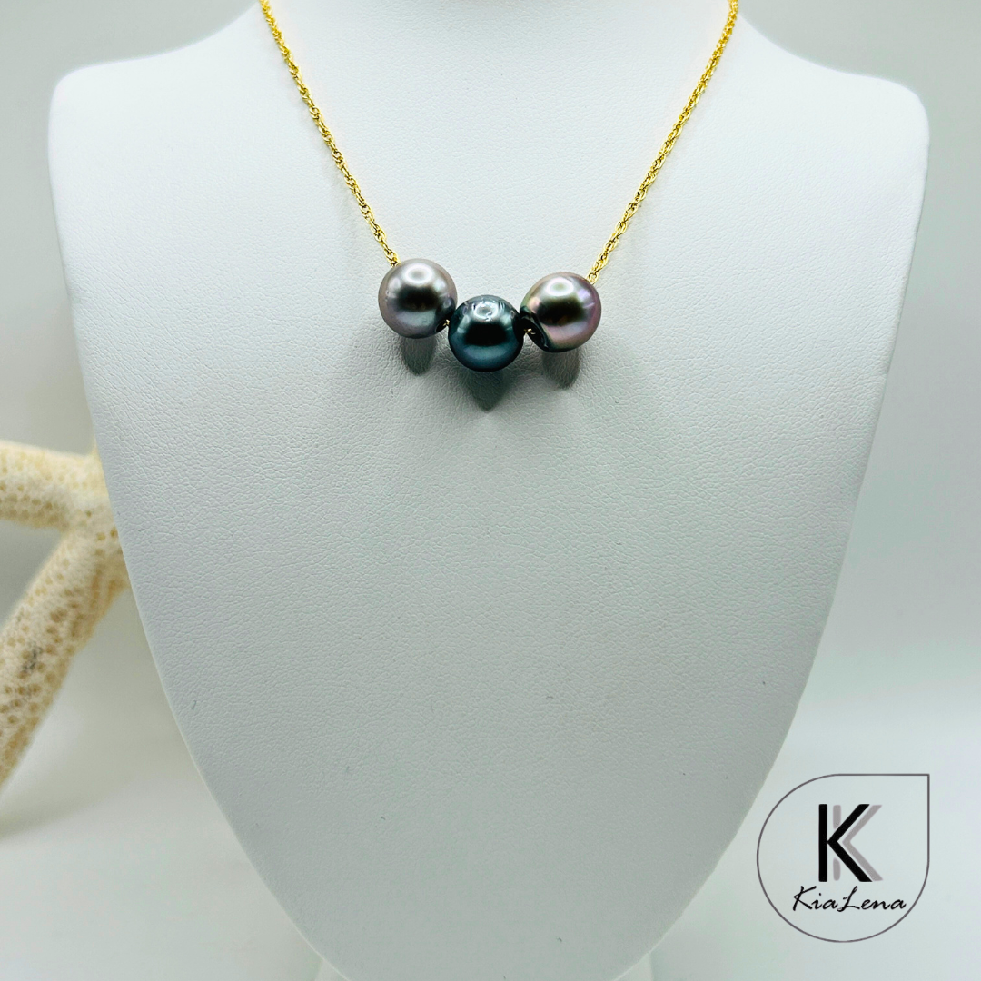 Floating Triple Tahitian Pearl Necklace