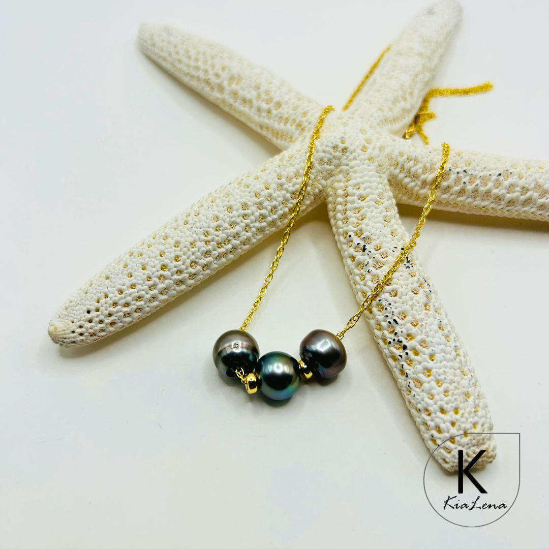18 3/4" Floating Triple Tahitian Pearl Necklace