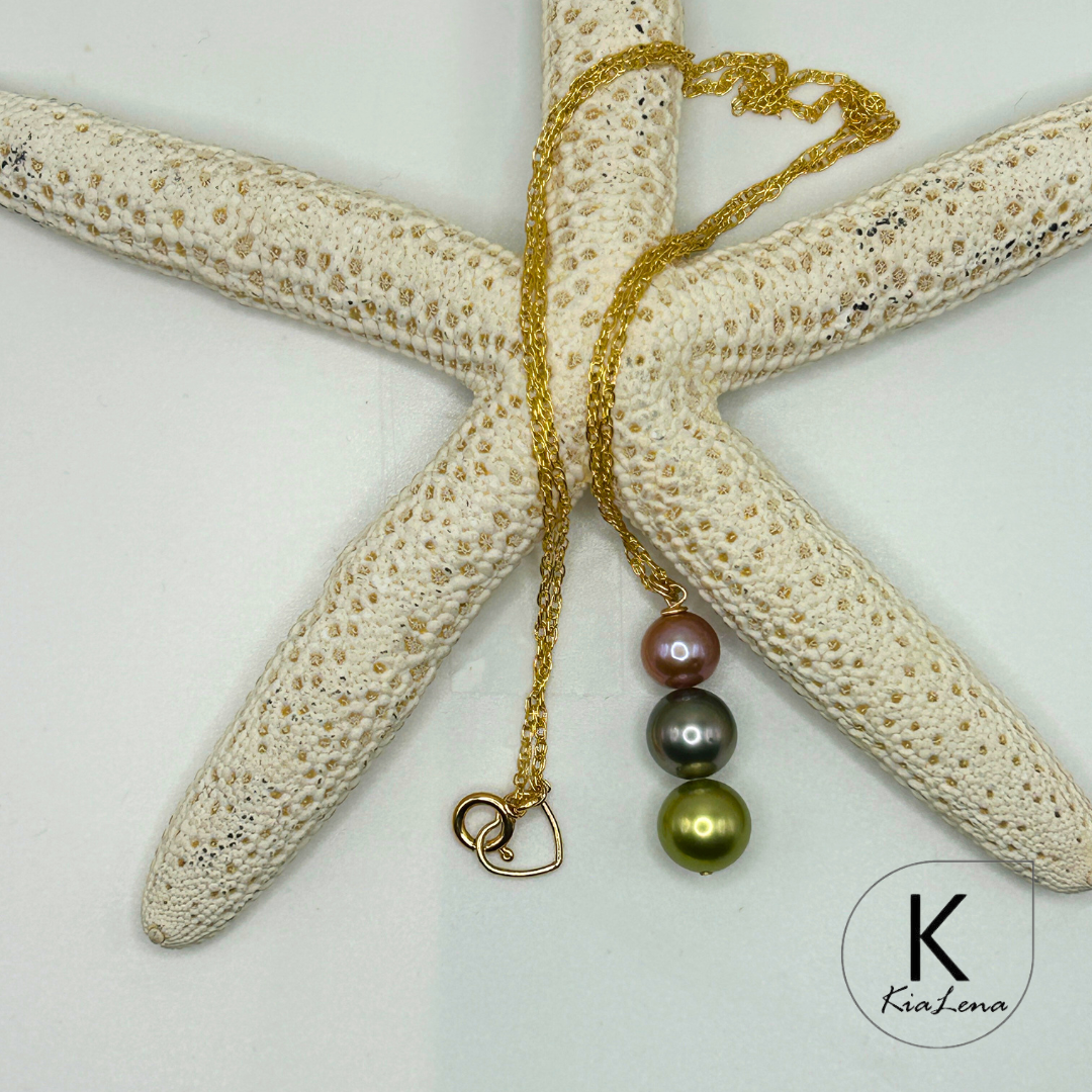 Triple Tahitian Pearl Drop Necklace