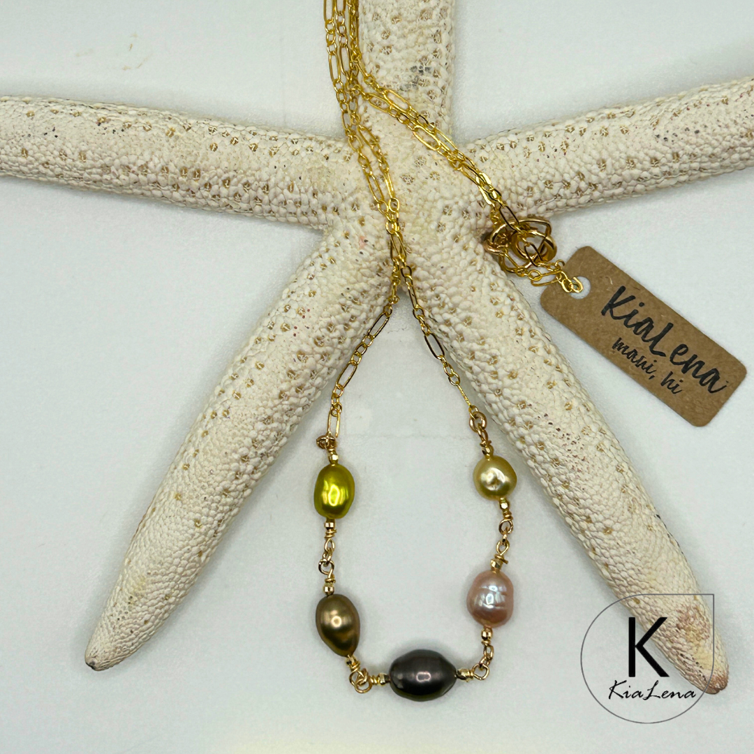 5 Assorted Keshi Pearl Necklace