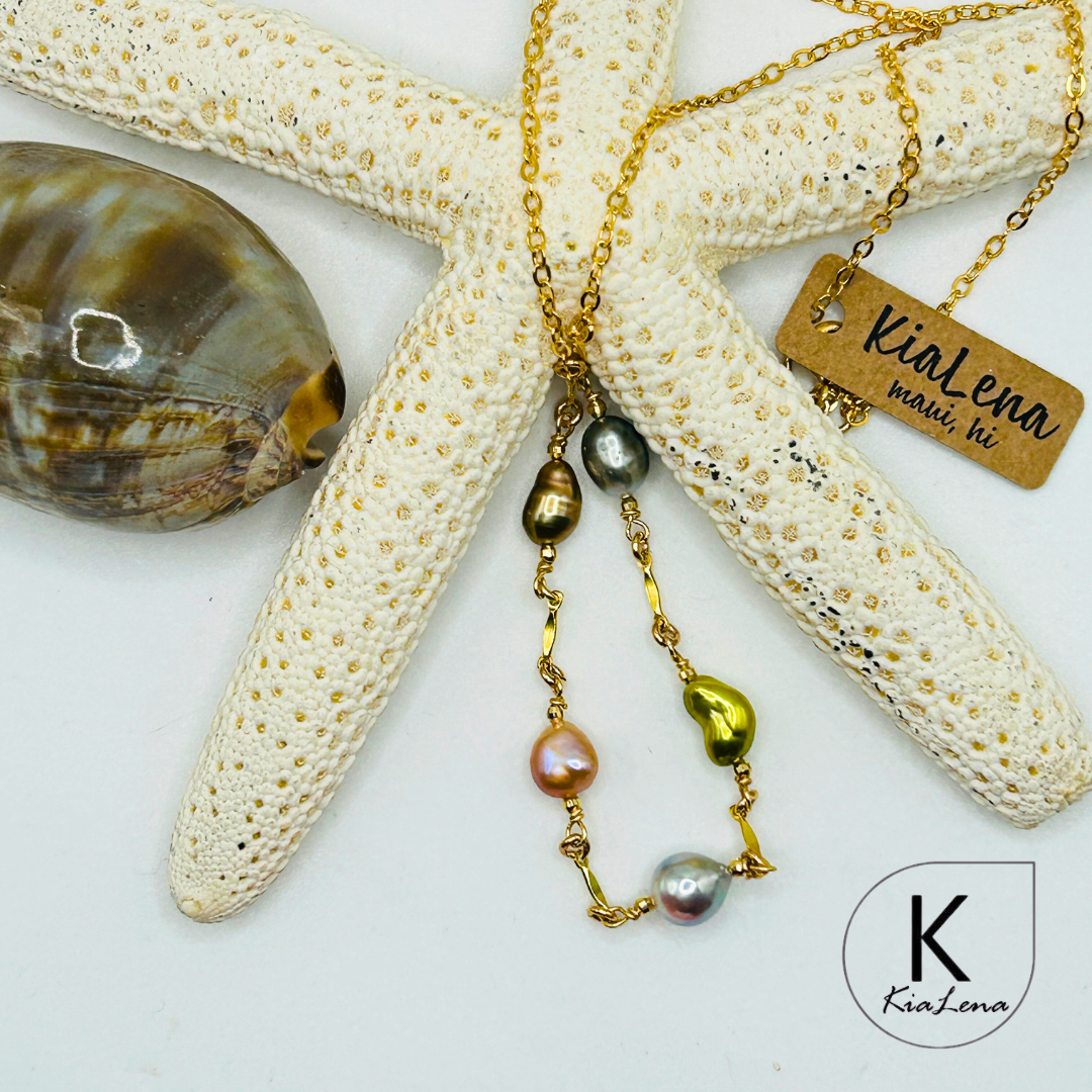 18 1/4" 5 Assorted Keshi Pearl Necklace