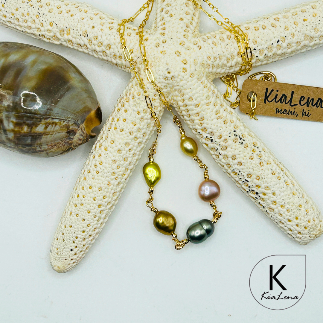 18 3/4" 5 Assorted Keshi Pearl Necklace