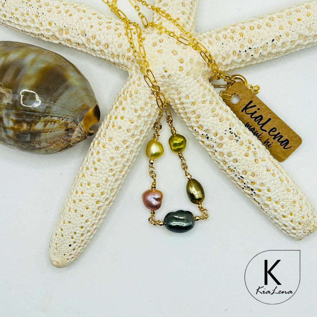 18 3/4" 5 Assorted Keshi Pearl Necklace