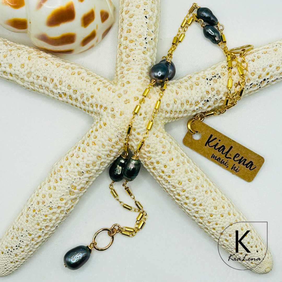15" - 16 3/4" 7 Keshi Tahitian Necklace