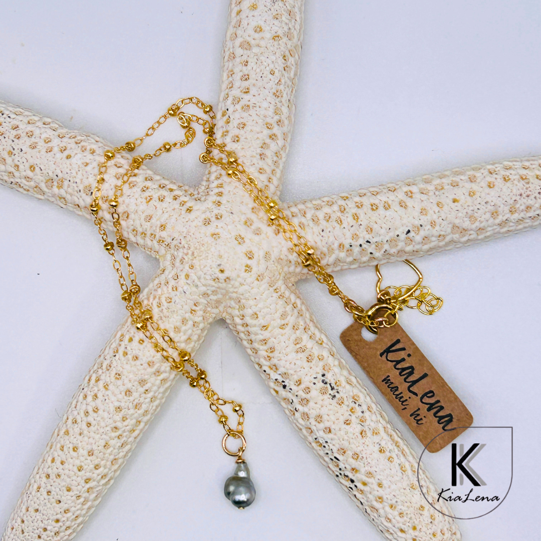 15 1/4" to 17" Tahitian Keshi Pearl Necklace