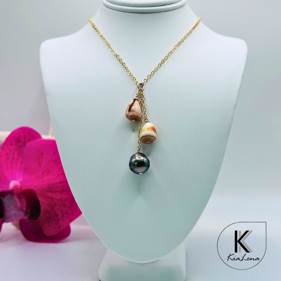 Tahitian Pearls & Dwarf Cone Necklace