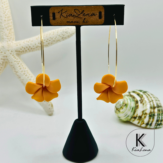 50mm Puakenikeni Flower Hoop Earrings