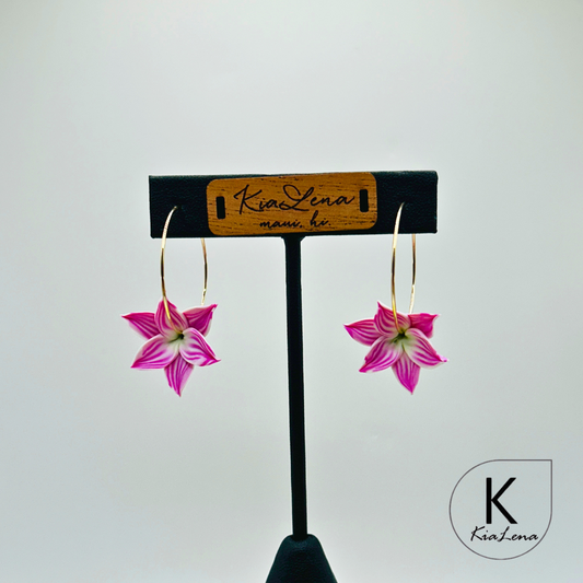 Orchid Flower Hoop Earrings