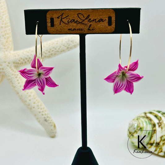 30mm Orchid Flower Hoop Earrings