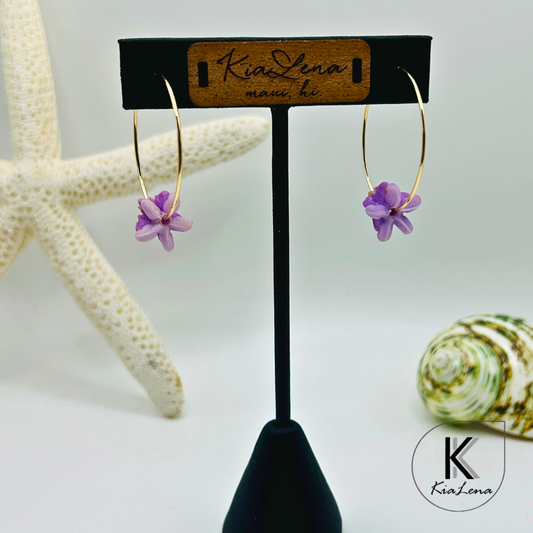 30mm Crown Flower Hoop Earrings