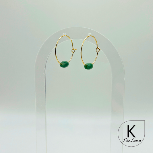 Jade Barrel Hoop Earrings