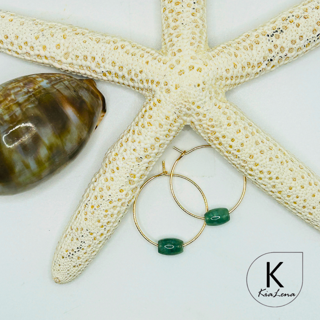 Jade Barrel Hoop Earrings