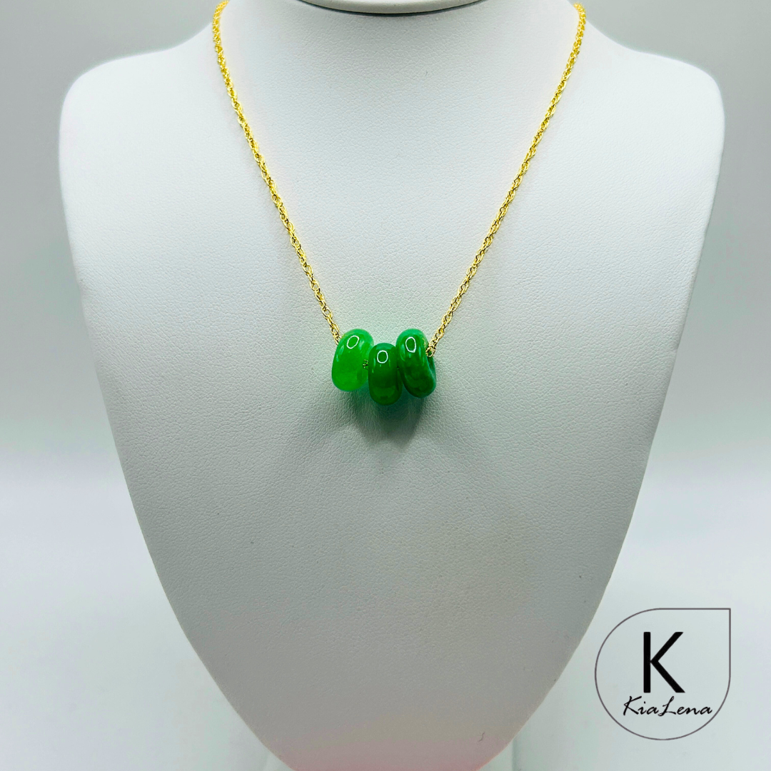 20" Triple Jade Donut Necklace