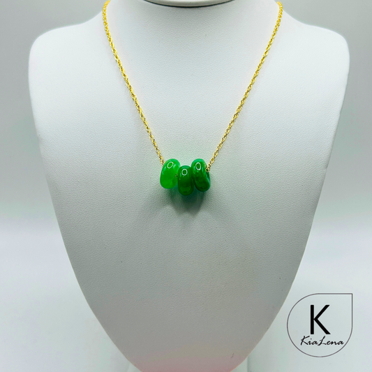 20" Triple Jade Donut Necklace