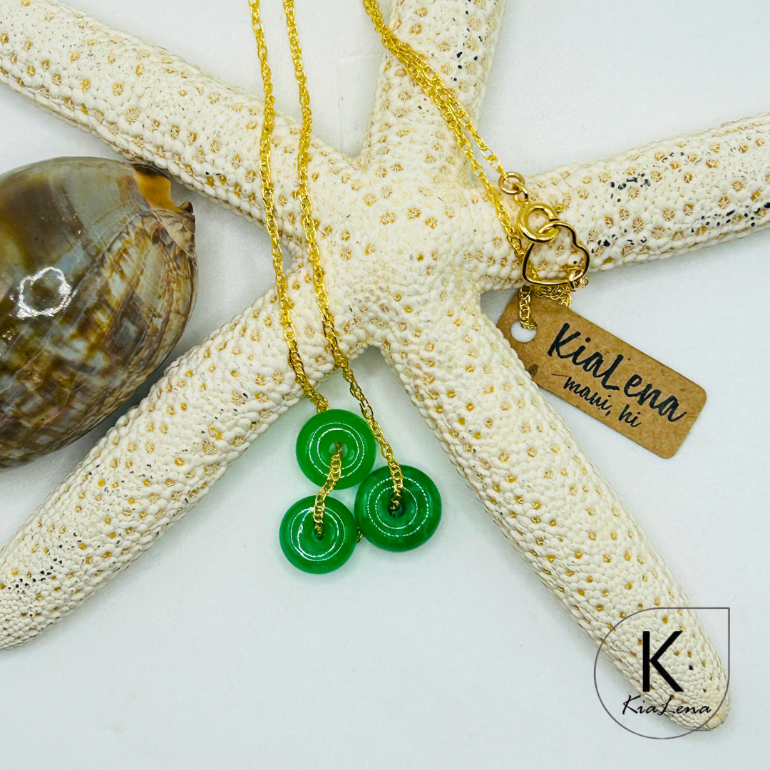 20" Triple Jade Donut Necklace