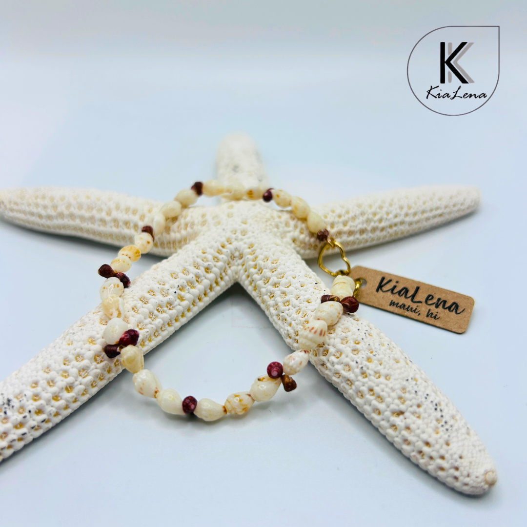 7 3/4" Momi and Kahelelani Ni'ihau Shell Bracelet