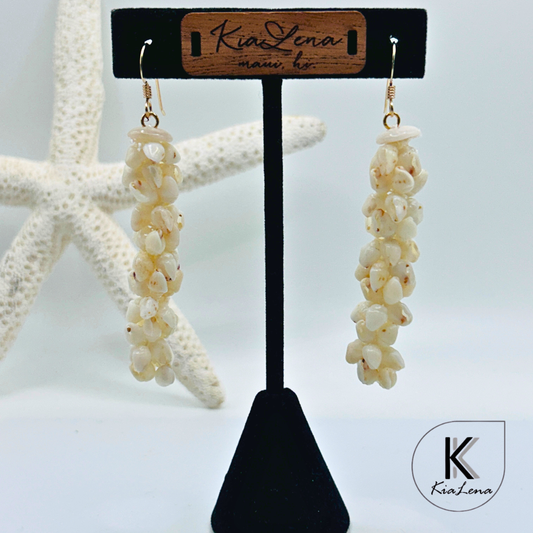 Ni'ihau 3" Crown Flower Style Shell Earrings