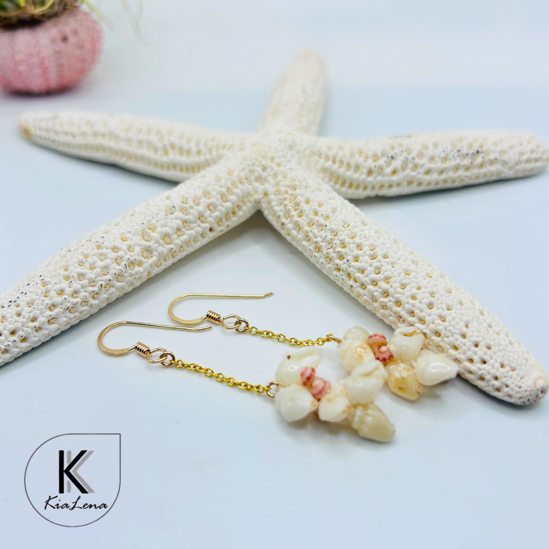 2" Ni'ihau Shell Dangle Earrings