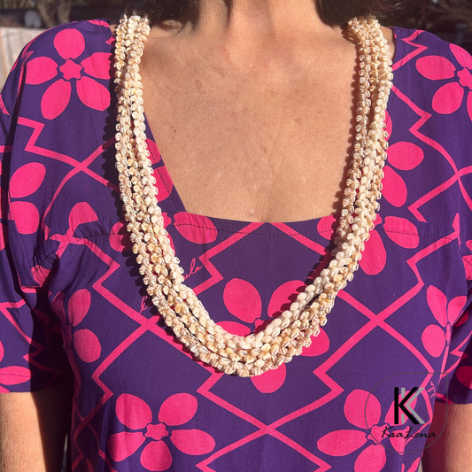 36" Triple Strand Momi Ni'ihau Pikake Style Shell Lei