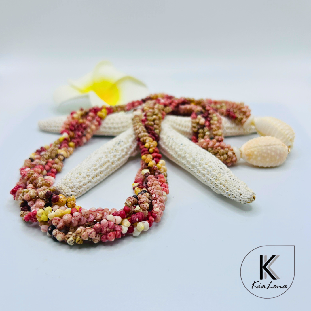 20" Ni'ihau Multi Color Kahelelani Shell Lei