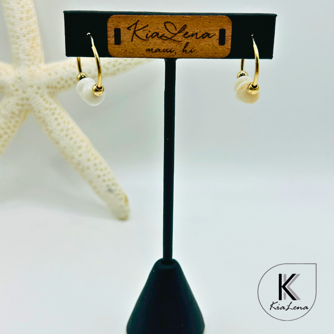 Ni'ihau Puka Shell Hoop Earrings