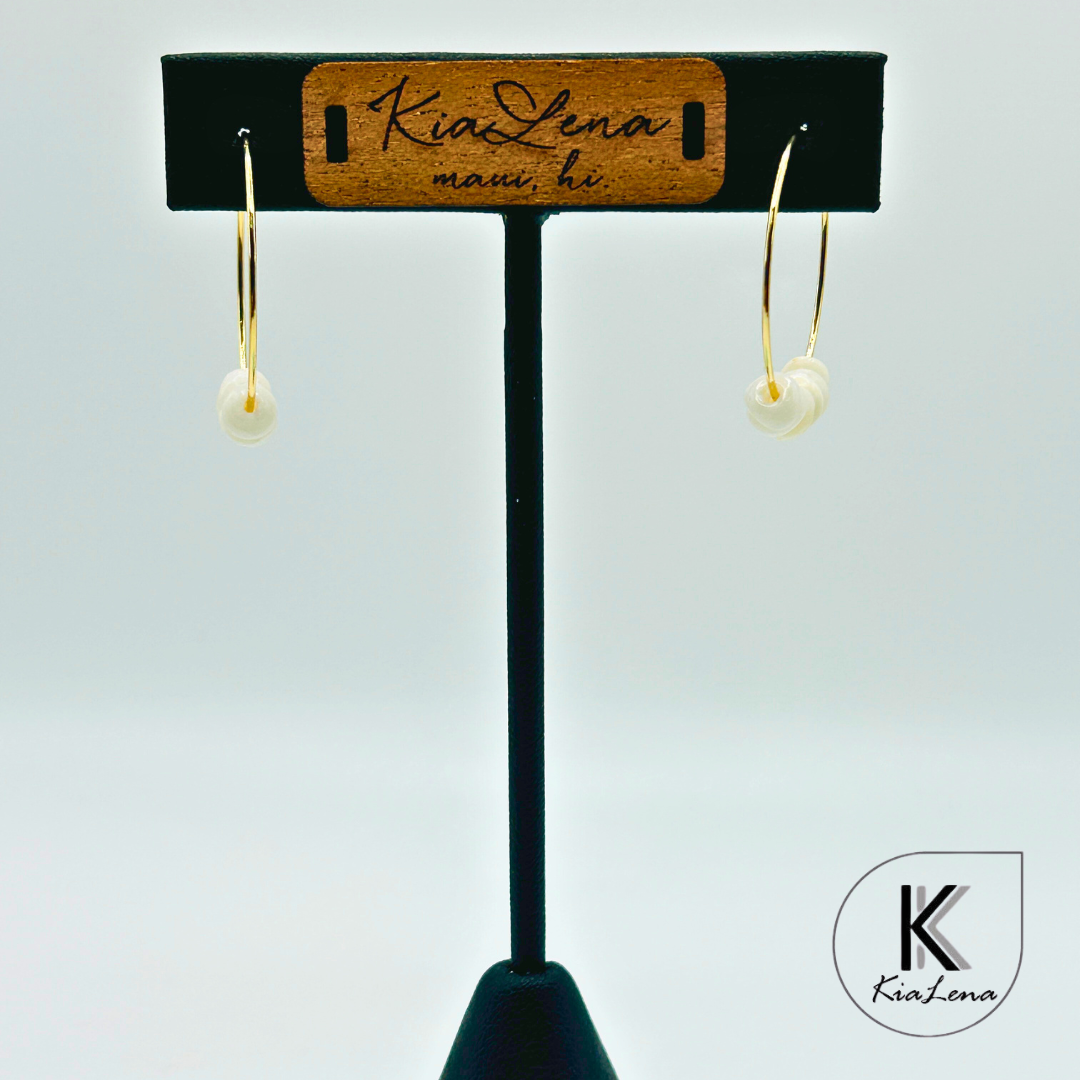 Ni'ihau Puka Shell 25mm Hoop Earrings