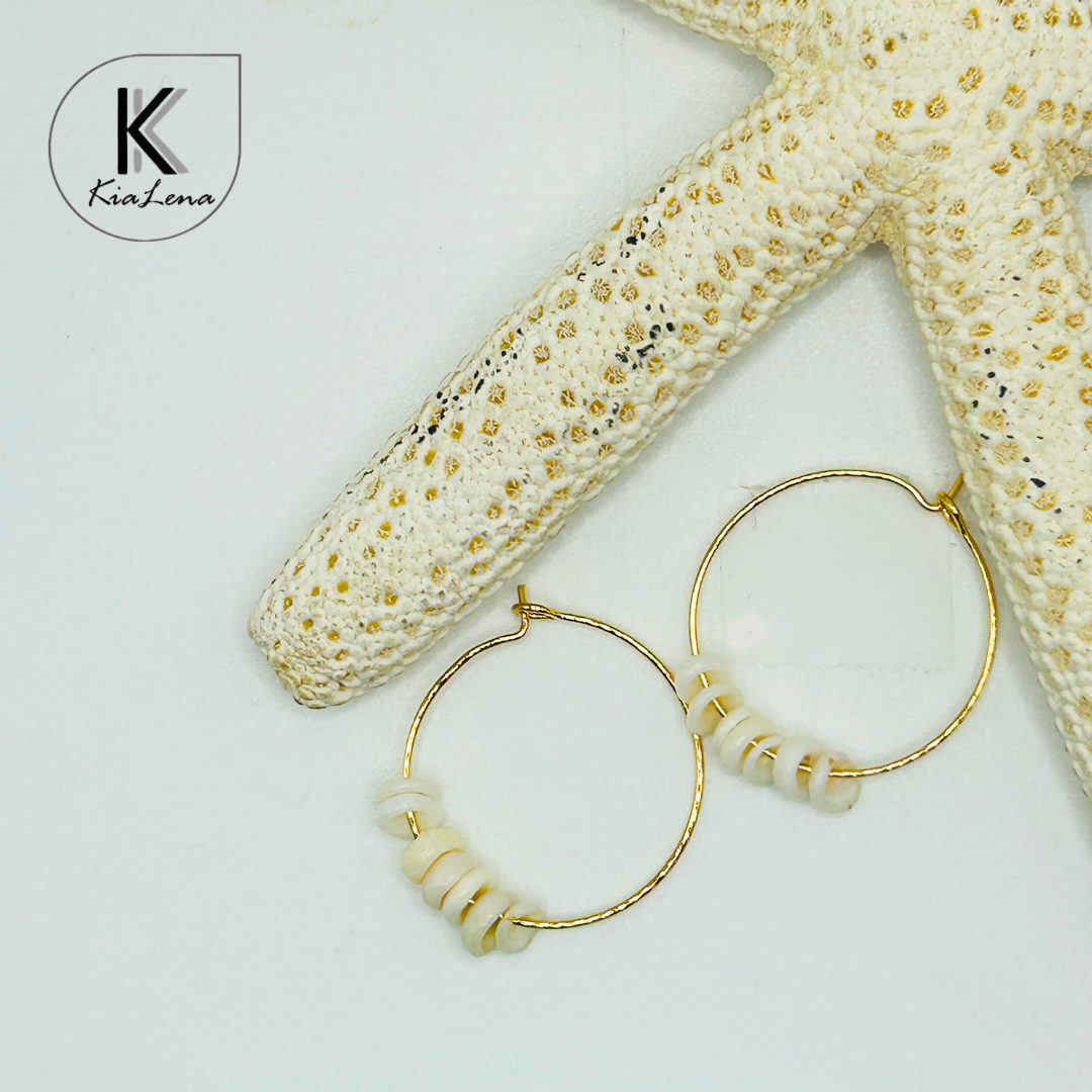 Ni'ihau Puka Shell 25mm Hoop Earrings