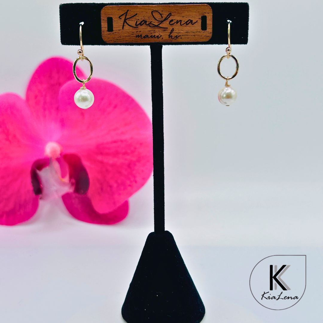 1 1/4" Japanese Akoya Pearl Drop Earrings
