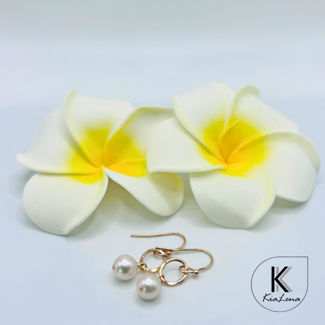 1 1/4" Japanese Akoya Pearl Drop Earrings