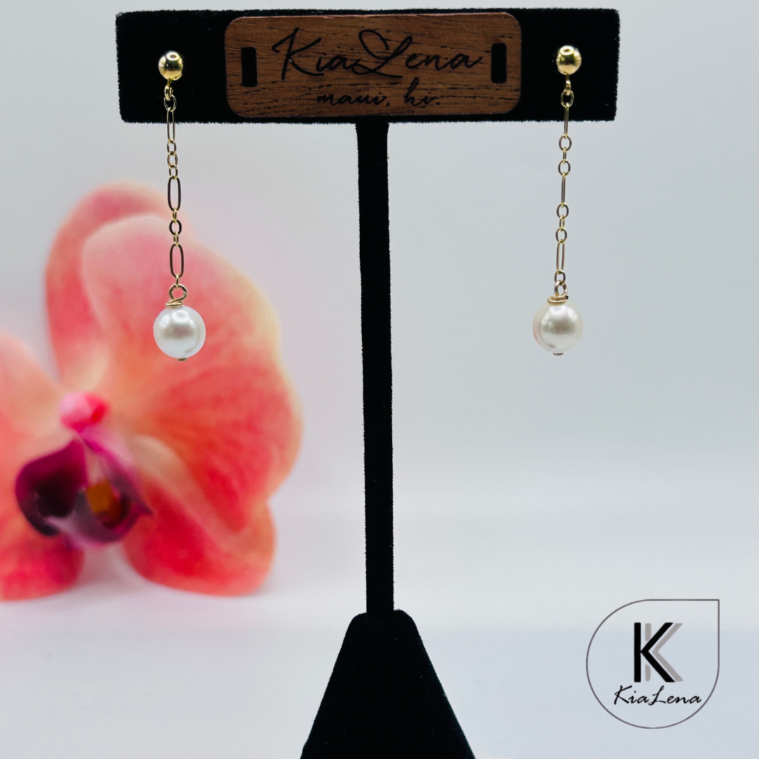 1 1/2" Japanese Akoya Pearl Dangle Earrings