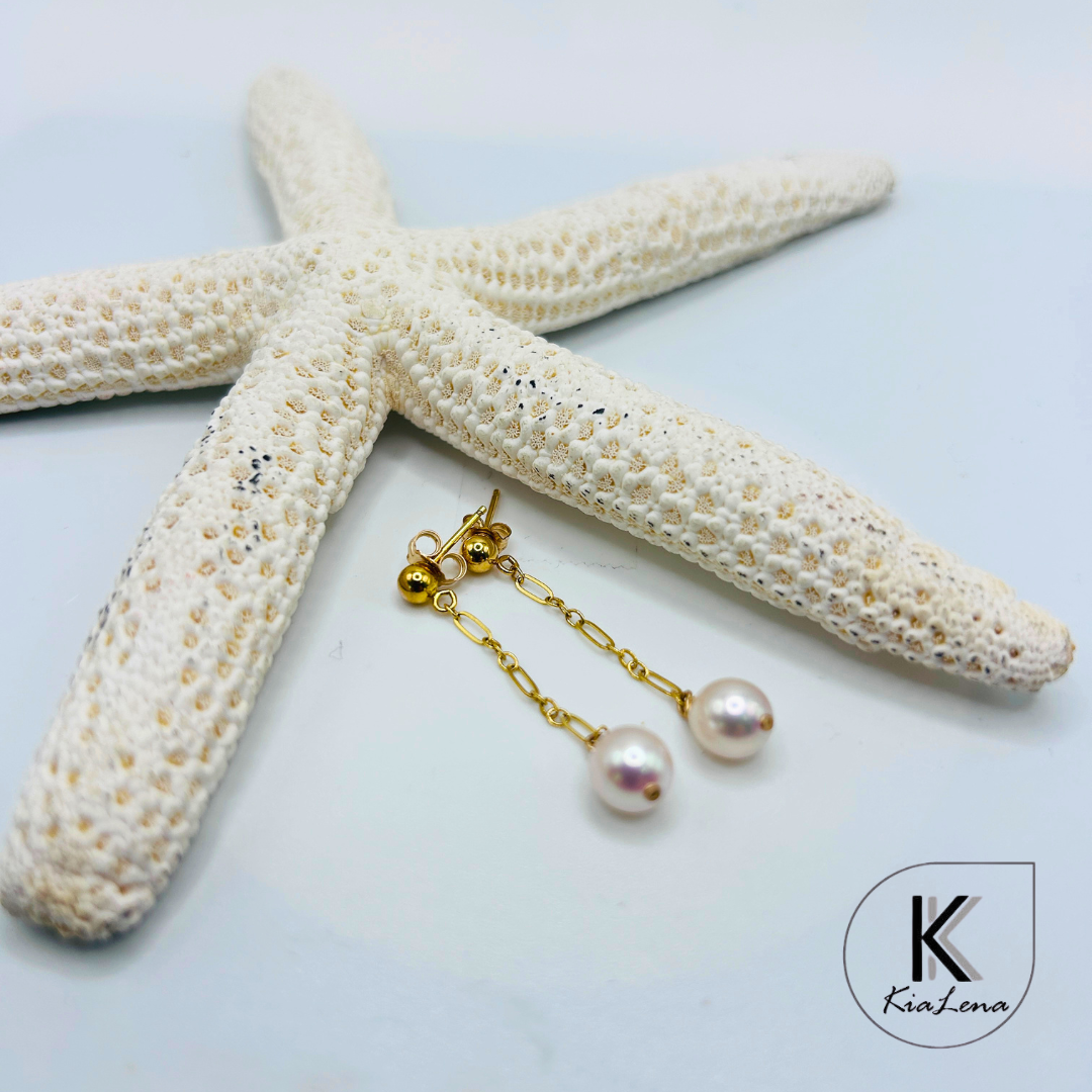 1 1/2" Japanese Akoya Pearl Dangle Earrings