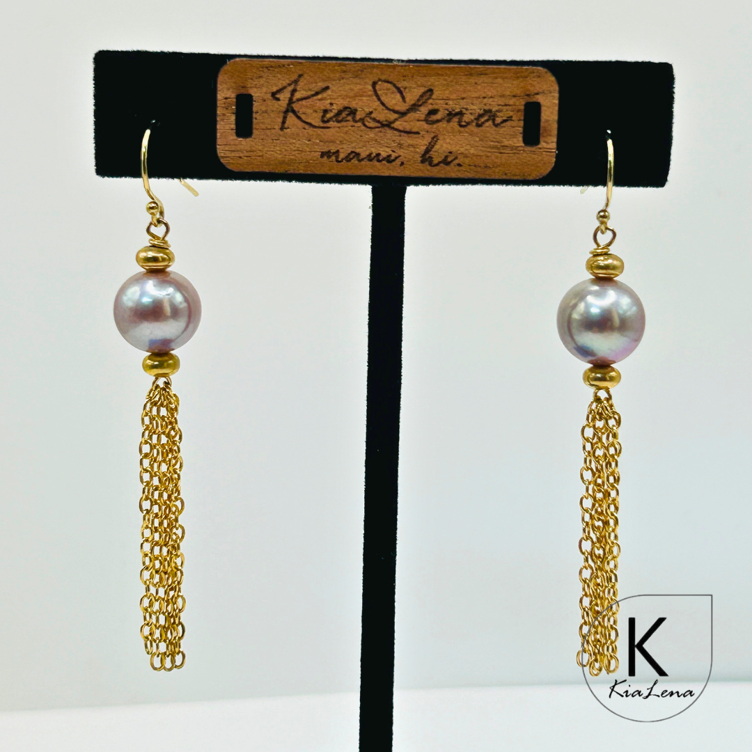 Edison Pearl Drop Earrings with Gold Trim