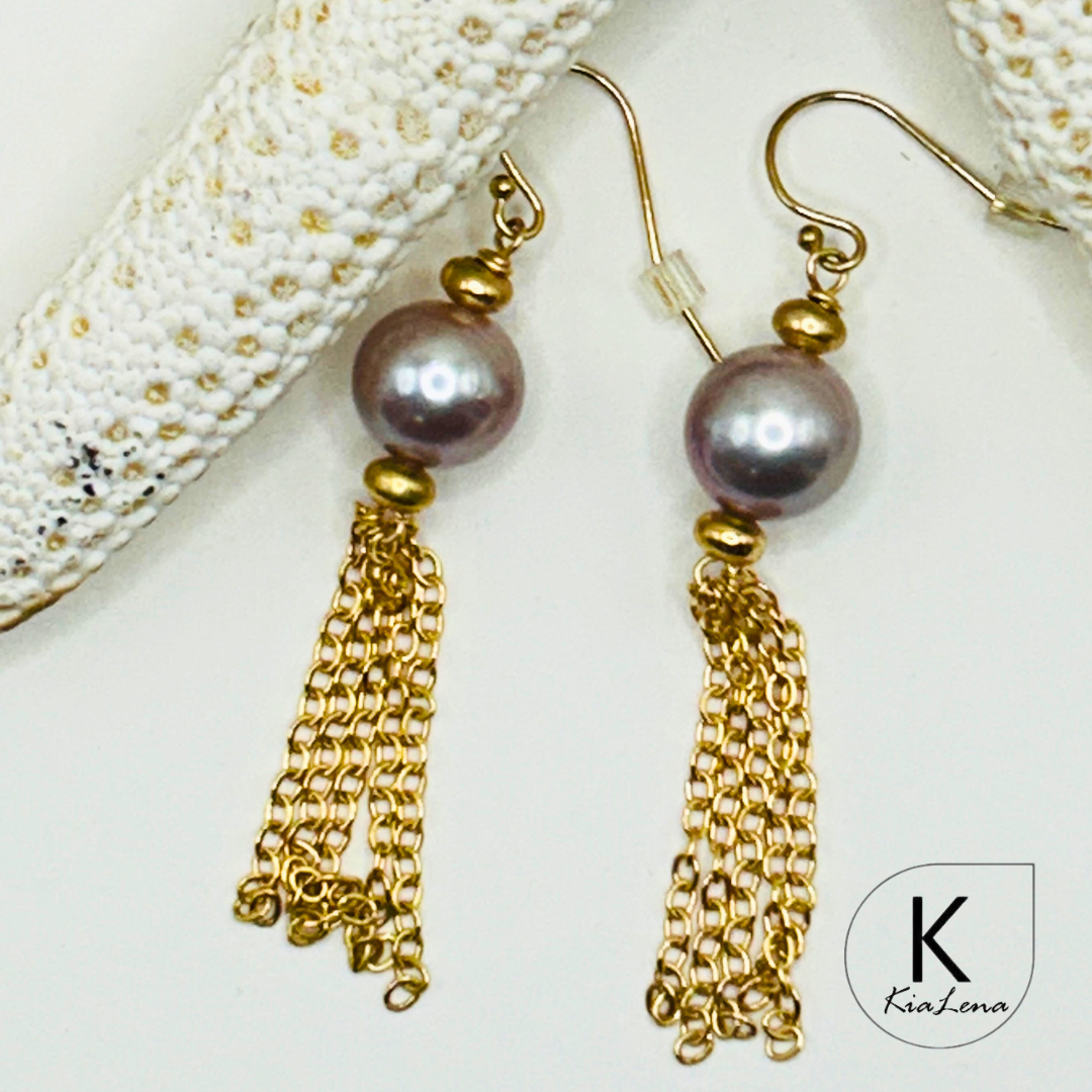 Edison Pearl Drop Earrings with Gold Trim