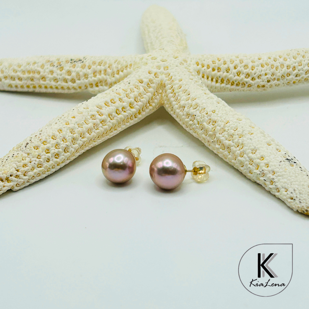 Edison Pearl Pink Stud Earrings
