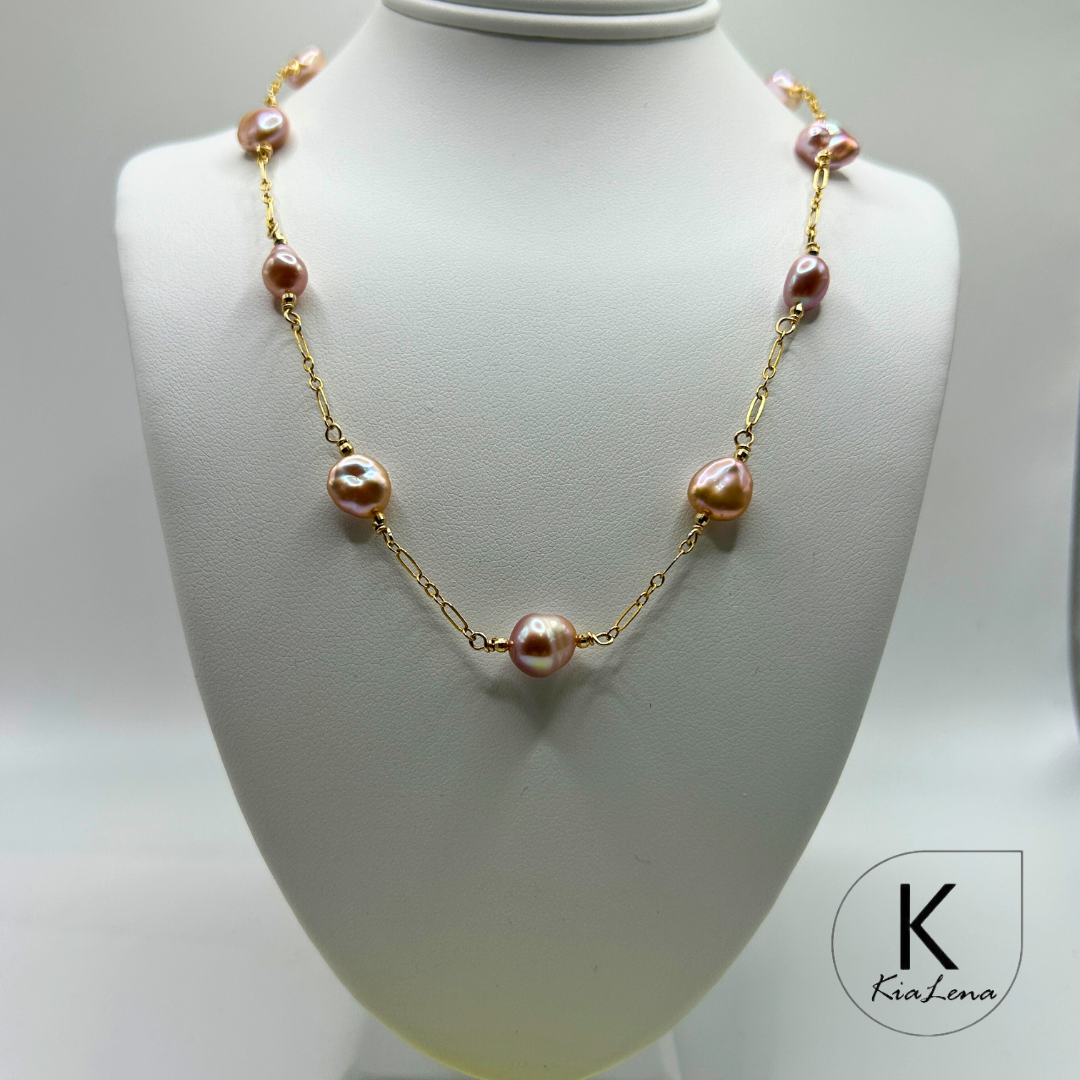 17 1/2" to 19 1/4" 11 Keshi Edison Necklace