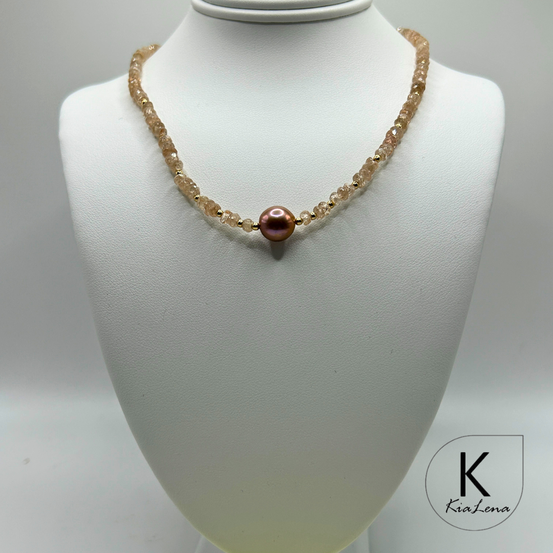 16 1/4" Single Edison Pearl with Zircon Necklace