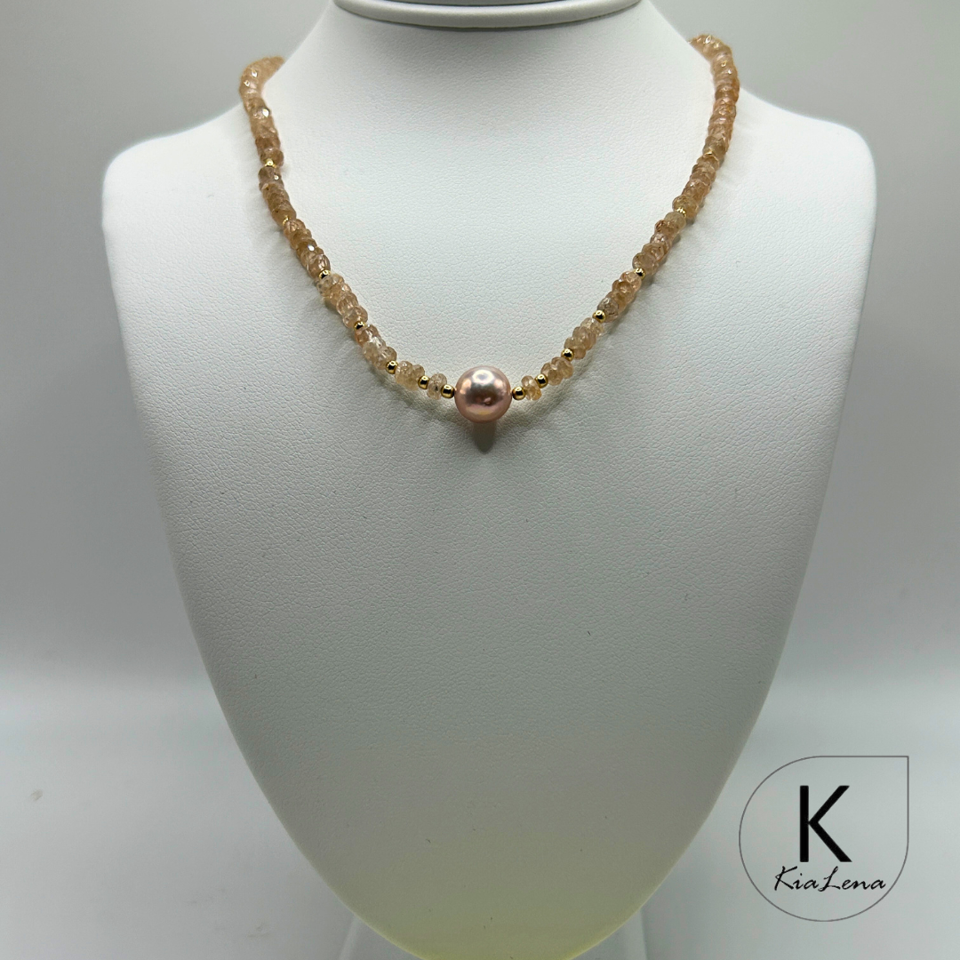 Solitaire Edison Pearl with Zircon Necklace