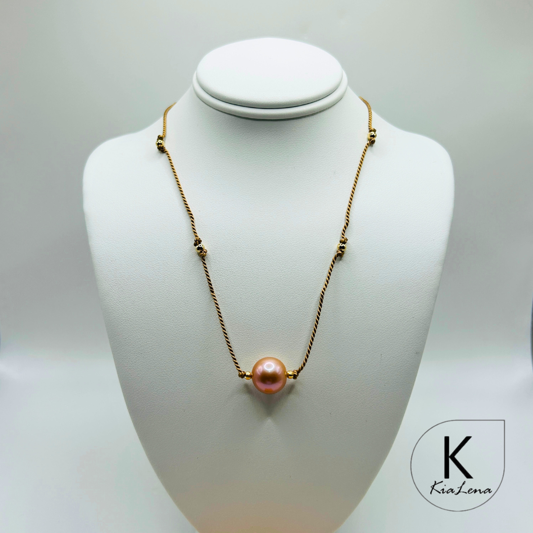 Solitaire Edison Pearl Floater Necklace