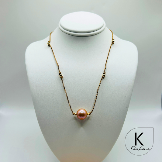 Solitaire Edison Pearl Floater Necklace