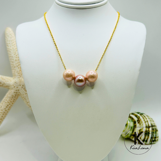 Triple Edison Pearl Floater Necklace