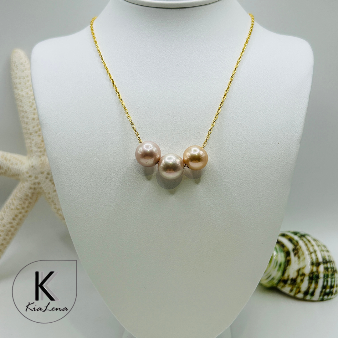 Triple Edison Pearl Floater Necklace
